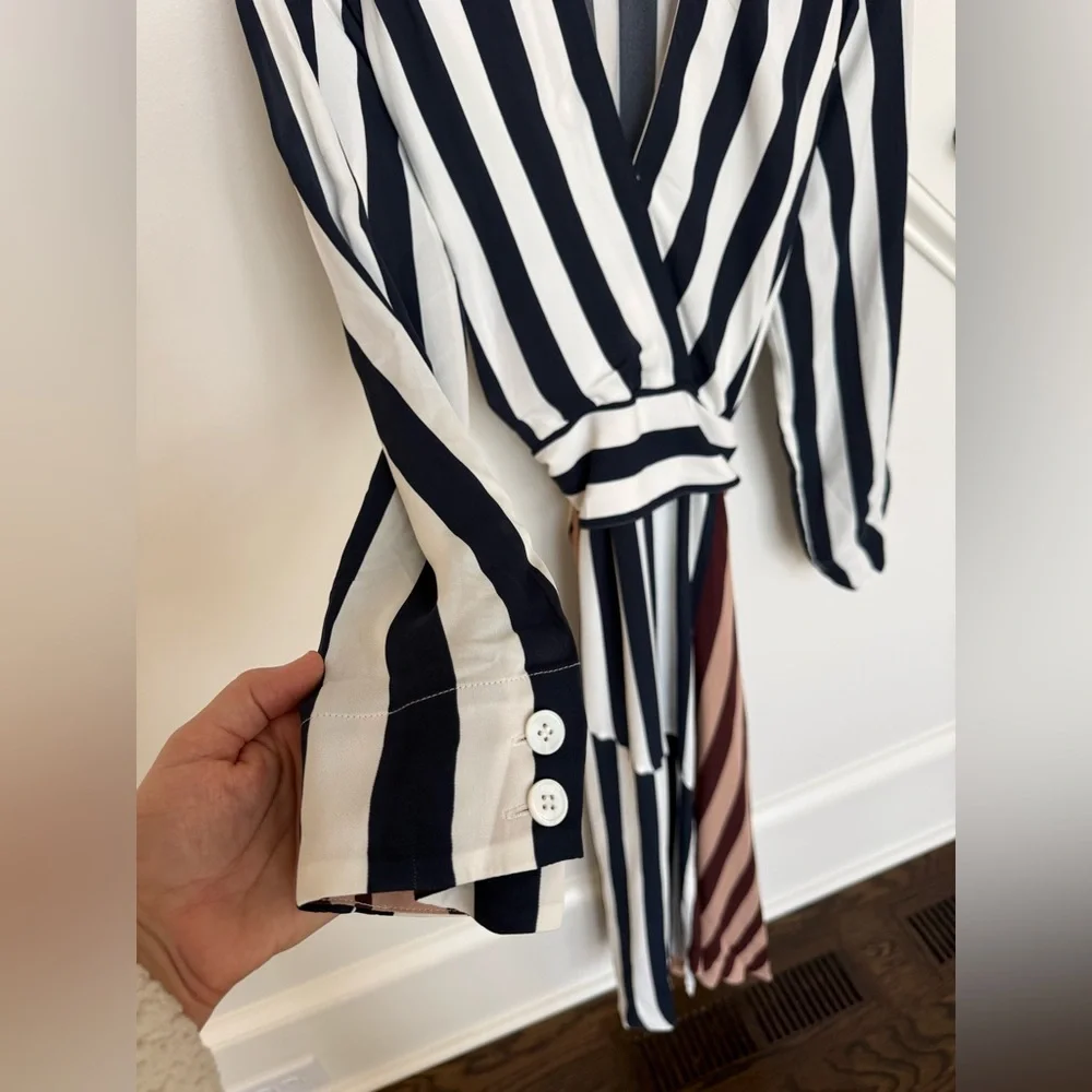 REISS Nola Colourblock Stripe Asymmetric Midi Dress – Excellent Condition - Picture 12 of 14